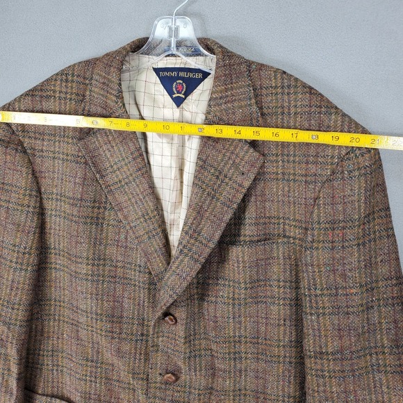 VIntage Tommy Hilfiger Blazer Mens 42R Brown Plaid Tweed Wool 3‎ Button Heritage - Picture 6 of 9